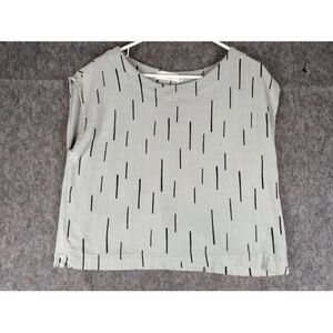 Pants Store Cropped Top Women's Small Gray Striped Cocoon Linen Blend Sleeveless